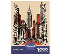 Puzzles for Adults 1000 Pieces New York City Skyline with Cars Jigsaw for Adults Brain Teaser Game Analysis And Logic Fun Activities at Home 38x26cm/1000pcs
