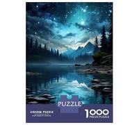 Puzzles for Adults 1000 Pieces Night Sky Reflections on Lake Adult Jigsaw Puzzle Hands-on Game Staycation Kill Time Challenging Game Gifts 70x50cm/1000pcs