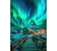 Puzzles for Adults 1000 Pieces, Northern Lights Aurora Snowy Village Jigsaw Puzzle, Cozy Cabins Starry Sky Norway Landscape, Difficult Puzzles with Letters on Back, 20x28 Decor for Game Night