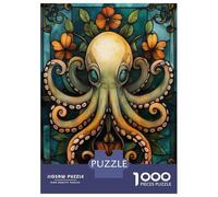Puzzles for Adults 1000 Pieces Octopus Stained Glass Art Jigsaw Puzzle Brain Teaser Game But Fun And Humorous Christmas Birthday Gifts 70x50cm/1000pcs