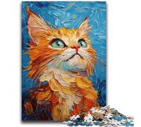 Puzzles for Adults 1000 Pieces Orange Cat Help The Brain Exercise Addictive Toys to Cultivate Patience Parent-child Interaction 26x38cm