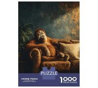 Puzzles for Adults 1000 Pieces Orangutan Relaxing on A Couch Jigsaw Puzzle Brain Teaser Game But Fun And Humorous Christmas Birthday Gifts 52x38cm/1000pcs