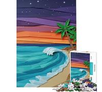 Puzzles for Adults 1000 Pieces Origami Beach Scene at Sunset Impossible Game for Educational Game Challenge Toy Gifts Birthday Improve Memory (Size 38x52cm)
