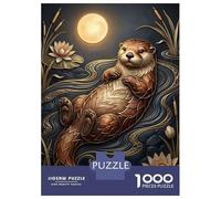 Puzzles for Adults 1000 Pieces Otter in A Moonlit Pond Jigsaws for Adults Brain Teaser Game Pattern Assembly Challenging Game Gifts 70x50cm/1000pcs
