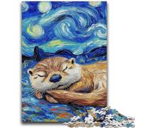 Puzzles for Adults 1000 Pieces Otter Night Sky Challenging To Complete But Fun And Humorous Unique Birthday And Gifts 26x38cm