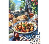Puzzles for Adults 1000 Pieces Outdoor Dining Scene with Italian Cuisine Jigsaw for Adults Brain Teaser Game Wall Decoration Christmas Birthday Gifts 70x50cm/1000pcs