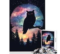 Puzzles for Adults 1000 Pieces Owl Silhouette Moon Jigsaw for Teenagers Stress Reliever Educational Challenge Challenging Game Toys (50x75cm)