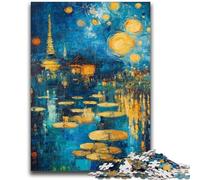 Puzzles for Adults 1000 Pieces Painting by Night Sky 1000 Piece Jigsaw,Staycation Kill Time with Fully Interlocking Randomly Shaped Pieces (50x75cm)
