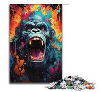 Puzzles for Adults 1000 Pieces Painting of Colorful Angry Orangutan Impossible Puzzle Family Game Stress Reliever Difficult Challenge 1000 PCS(38x26cm)