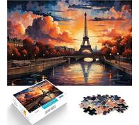 puzzles for adults 1000 pieces Paris at sunset Made of cardboard,for and from 14 years and over Toy Intellectual Game Birthday Gifts。size:26x38cm/10.24x14.96inch