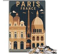 Puzzles for Adults 1000 Pieces Paris France Travel Poster, Toys Educational Games Stress Relieving Enhance Love between Couples 50x75cm