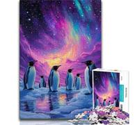 Puzzles for Adults 1000 Pieces Penguins Under The Aurora,Help The Brain Exercise Addictive Toys to Cultivate Patience Perfect Decoration (75x50cm)