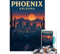 Puzzles for Adults 1000 Pieces Phoenix Arizona Cityscape at Sunset Impossible Game Learning Educational Toys Birthday Gifts Precision Cutting (Size 38x26cm)