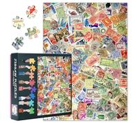 Puzzles for Adults 1000 Pieces, Pile of Different Postage Stamps from Around the World Jigsaw Puzzles, Adult Puzzle for Adults, Educational Fun Games or Toys for Elders Friends 20X27 INCH
