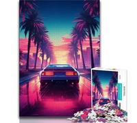 Puzzles for Adults 1000 Pieces Pink Blue And Orange Car Adult Jigsaw,Staycation Kill Time with Fully Interlocking Randomly Shaped Pieces (size 75x50cm)