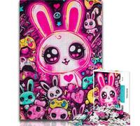 Puzzles for Adults 1000 Pieces Pink Bunny Puzzles for Teenagers,Stress Reliever Staycation Kill Time Enhance Love between Couples 75x50cm