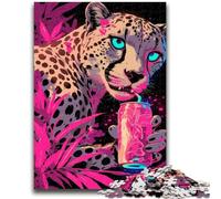 Puzzles for Adults 1000 Pieces Pink Leopard for Educational Game Challenge Toy for Is Ideal As A Gift for The Whole Family 38x26cm