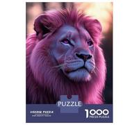 Puzzles for Adults 1000 Pieces Pink Lion with Purple Eyes Jigsaw Puzzle Brain Teaser Game But Fun And Humorous Christmas Birthday Gifts 52x38cm/1000pcs