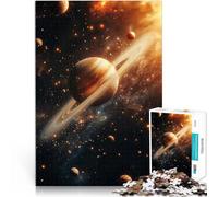 puzzles for adults 1000 pieces Planet Saturn für Lernspiel-Herausforderungsspielzeug mit passendem Poster und Quizblatt75x50cm