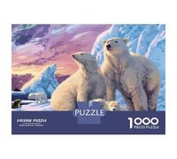 Puzzles for Adults 1000 Pieces Polar Bear Family Sunset Jigsaw for Adults Brain Teaser Game Wall Decoration Christmas Birthday Gifts 70x50cm/1000pcs