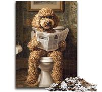 Puzzles for Adults 1000 Pieces Poodle on The Toilet Challenging Game And Family Play Wall Decoration Unique Birthday And Xmas Gifts 50x75cm