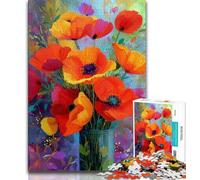 Puzzles for Adults 1000 Pieces Poppy Flower Painting,Help The Brain Exercise Addictive Toys to Cultivate Patience Perfect Decoration (75x50cm)