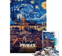 Puzzles for Adults 1000 Pieces Prague Czech Republic Starry Night Art Puzzles for Adults Brain Teaser Game For Family Fun Christmas Birthday Gifts (Size 50x75cm)