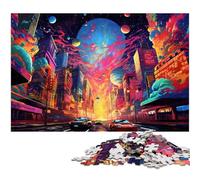 Puzzles for Adults 1000 Pieces Psychedelic New York Precision Cut Jigsaw Puzzle Good Gift 1000 PCS(75x50cm)