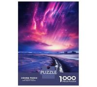 Puzzles for Adults 1000 Pieces Purple Northern Lights Jigsaw for Adults Brain Teaser Game Analysis And Logic Fun Activities at Home 38x26cm/1000pcs