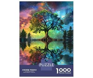 Puzzles for Adults 1000 Pieces Rainbow Tree Reflection Art Print Adult Jigsaw Puzzle Hands-on Game Staycation Kill Time Challenging Game Gifts 38x26cm/1000pcs