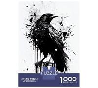 Puzzles for Adults 1000 Pieces Raven Black And White Puzzles for Adults Brain Teaser Game Home Decoration Fun Activities at Home 52x38cm/1000pcs