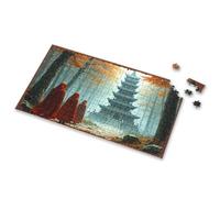 Puzzles For Adults 1000 Pieces Red Cloaked Figures In A Mystical Forest Near An Ancient Pagoda Picture Puzzle Puzzle Easter Gifts For Toddlers(1000PCS)