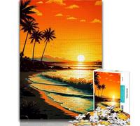 Puzzles for Adults 1000 Pieces Retro Beach Sunset 1000 Piece Puzzle,Educational Games Home Decoration Suitable for Desktop Decoration 38x26cm