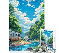 Puzzles for Adults 1000 Pieces Riverside Caravan Retreat Impossible Game Suitable for Couples Anti-Stress Toys Birthday Present, Gifts, (75X50CM)