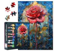 Puzzles for Adults 1000 Pieces Rose in Colored Glass Style 1000 Piece Puzzles Rose Jigsaw Puzzle Suitable for Game Nights Home Wall Decoration Adult and Adolescent Family Toy Size : 50x70cm