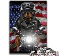 Puzzles for Adults 1000 Pieces Rottweiler on Motorcycle Family Fun for Is Ideal As A Gift for The Whole Family for And Age 14 Years Up 38x26cm