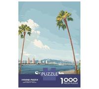 Puzzles for Adults 1000 Pieces San Diego Palm Tree Skyline Jigsaw for Adults Brain Teaser Game Analysis And Logic Fun Activities at Home 52x38cm/1000pcs