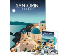 Puzzles for Adults 1000 Pieces Santorini Greece at Night Brain Intelligence Challenge Addictive Toys Fun Games Stress Reliever Gifts for Women Men (Size 38x26cm)