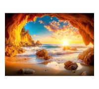 Puzzles for Adults 1000 Pieces, Sea Cave Sunset Beach Ocean Waves Puzzle, Natural Arch Rocky Coast Scenic Landscape, Difficult Puzzles with Letters on Back, 28x20 Inch Large Home Decor for Game Night