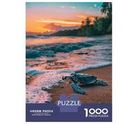 Puzzles for Adults 1000 Pieces Sea Turtle Sunset Beach Ocean Sea Sand Jigsaws for Adults Brain Teaser Game Analysis And Logic Unique Birthday And Xmas Gifts 52x38cm/1000pcs