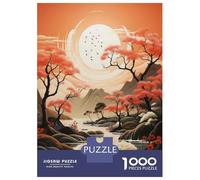 Puzzles for Adults 1000 Pieces Serene Sunset Landscape with Cherry Blossoms Adult Jigsaw Puzzle Hands-on Game Staycation Kill Time Challenging Game Gifts 38x26cm/1000pcs