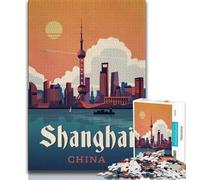 Puzzles for Adults 1000 Pieces Shanghai, Stress Reliever Staycation Kill Time,Every Piece Is Unique - Challenging Family Fun Game Suitable for And 14 38x26cm