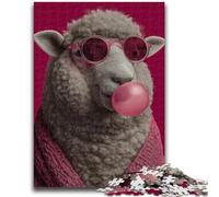 Puzzles for Adults 1000 Pieces Sheep Blowing Balloons 1000 Piece Jigsaw,Family Game Stress Reliever Difficult Challenge Suitable for Couples (50x75cm)