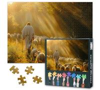 Puzzles for Adults 1000 Pieces, Shepherd Jesus Leading the Sheep Jigsaw Puzzles, Adult Puzzle for Adults, Educational Fun Games or Toys for Elders Friends 20X27 INCH