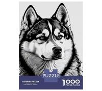 Puzzles for Adults 1000 Pieces Siberian Husky Drawing Dog Puzzles for Adults Brain Teaser Game Home Decoration Fun Activities at Home 52x38cm/1000pcs