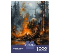 Puzzles for Adults 1000 Pieces Skeleton by The Fire Jigsaw for Adults Brain Teaser Game Analysis And Logic Fun Activities at Home 70x50cm/1000pcs