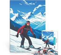 puzzles for adults 1000 pieces Skier in Mountain Landscape Herausforderndes Spiel Geburtstagsgeschenk, Geschenke, Wandkunst52x38cm