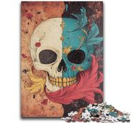 Puzzles for Adults 1000 Pieces Skull Feathers for Age 14+ Educational Games For Adults And Teenagers Artwork Gift 26x38cm