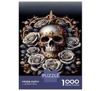 Puzzles for Adults 1000 Pieces Skull Roses Wall Art Print Jigsaw for Adults Anti-Stress Toys Staycation Kill Time Christmas Birthday Gifts 70x50cm/1000pcs