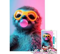 Puzzles for Adults 1000 Pieces Sloth Bubblegum Fun Activities at Home Family Activities Relaxing Games for 14+ Puzzle Game Offered (38x26cm)